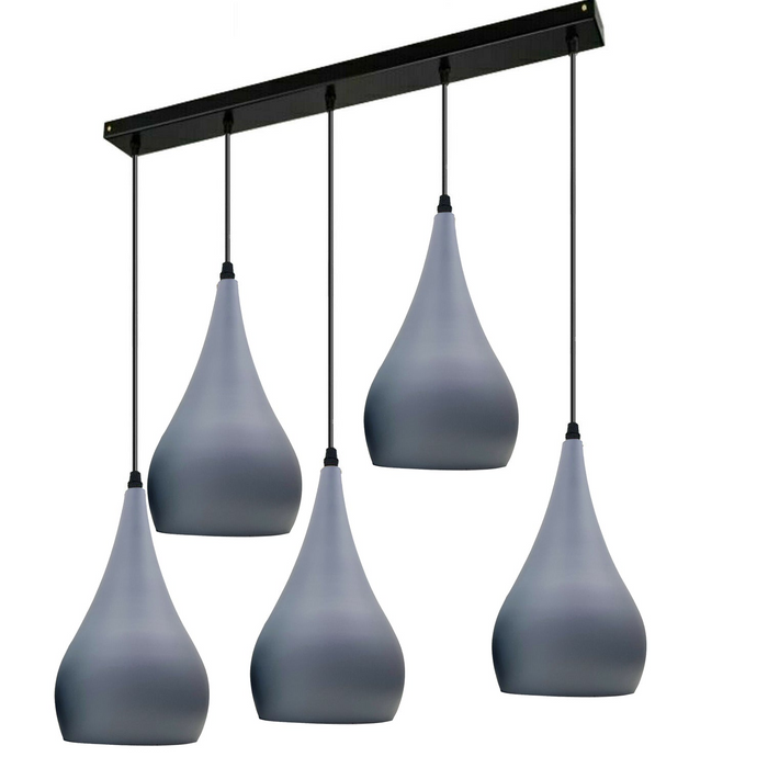 Grey 5 Outlet Ceiling Light Fixtures Black Hanging Pendant Lighting