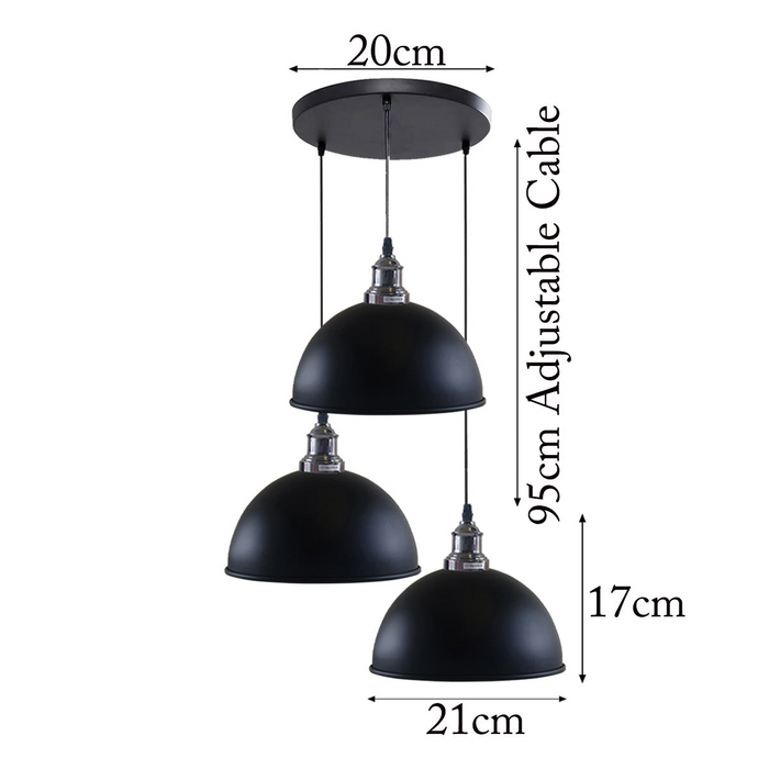 3 Head Vintage Industrial Adjustable Hanging Ceiling Pendant Light E27