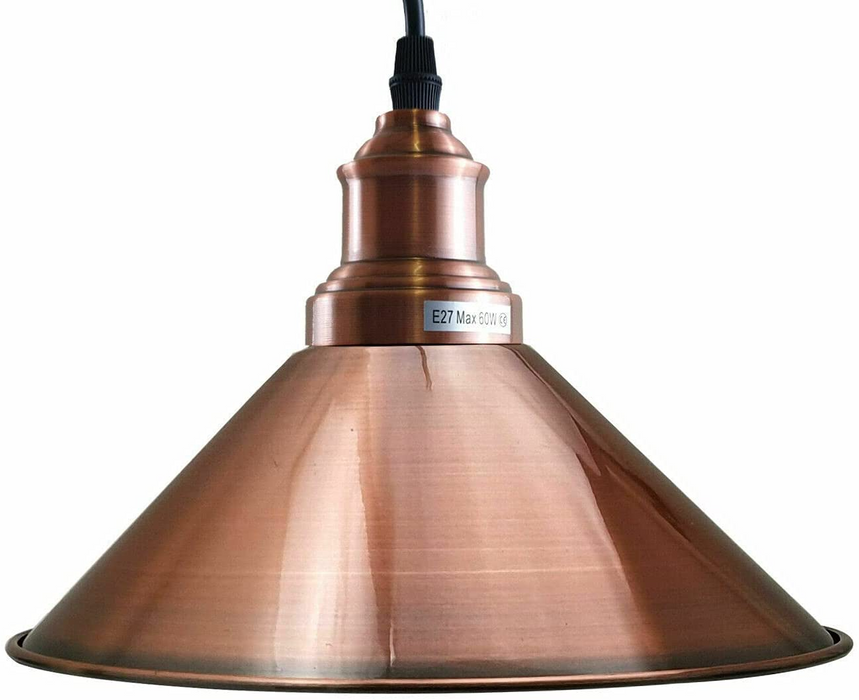 Industrial Vintage Pendant light with 3 heads cone various colours E27 Uk Holders