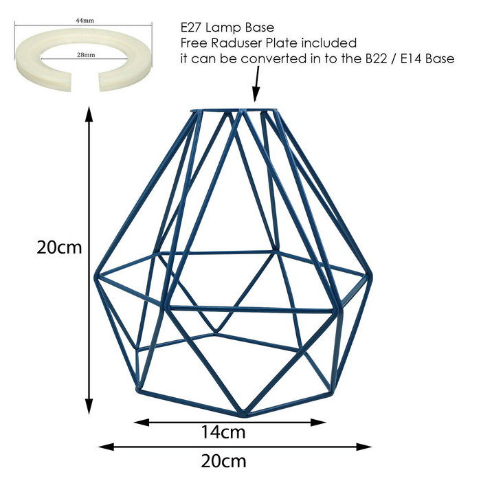 Industriële draadlampenkap Diamond Loft blauwe hanger plafondlamp lampenkooi schaduw