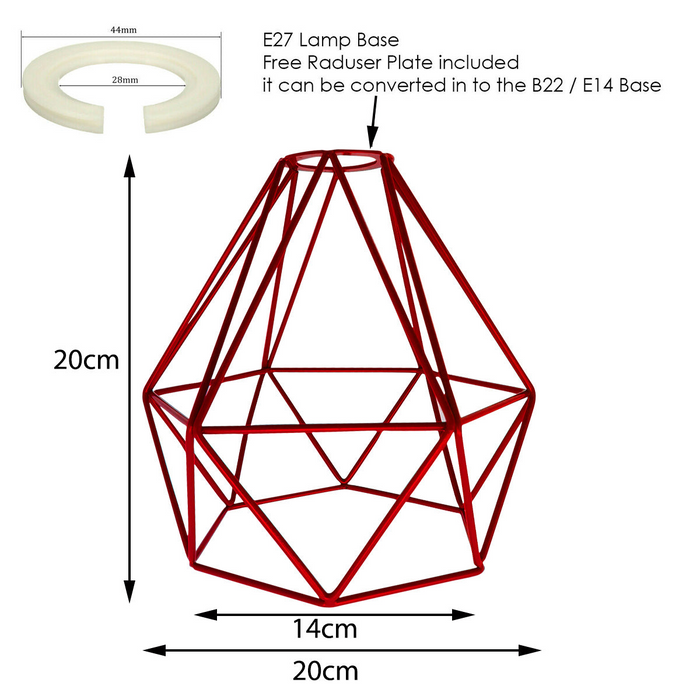 Vintage rode metalen kooi industriële draadframe hanglamp Loft plafondlamp schaduw