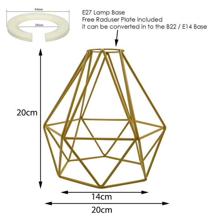 Moderne geometrische diamanten hanger schaduw plafondlamp lampenkap gele metalen draadframe kooien