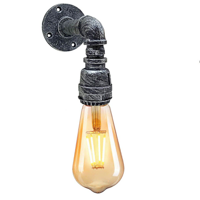 Brushed Silver Antique Retro industrial Pipe lighting sconce water pipe wall light steam punk