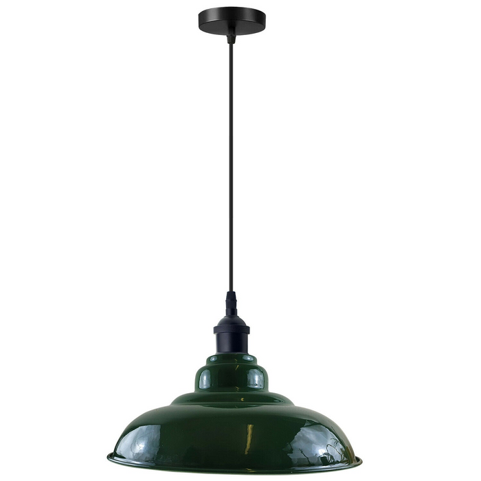 Industrial Vintage  32cm  Green Pendant Retro Metal Lamp Shade E27 Uk Holder