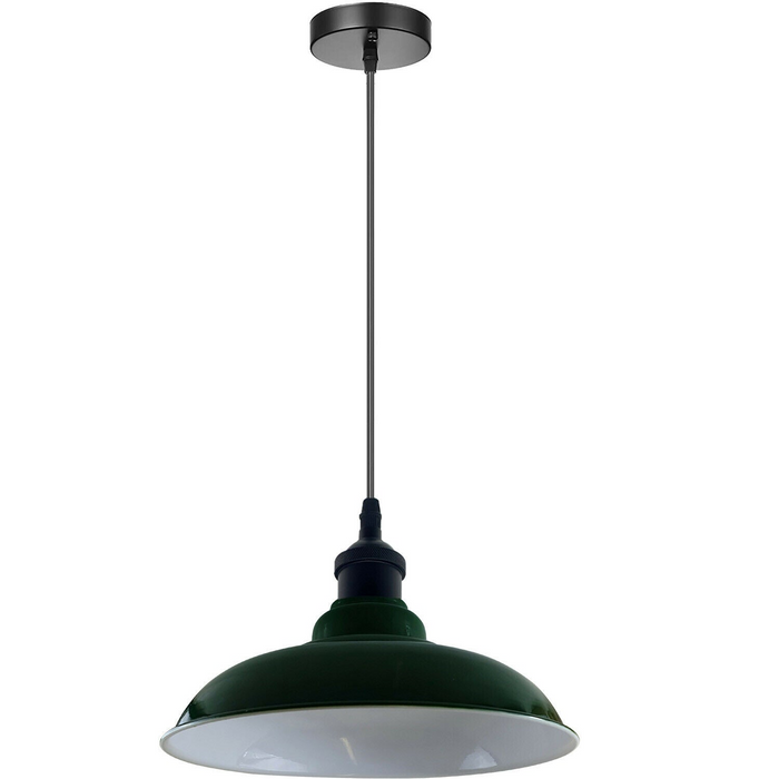 Industrial Vintage  32cm  Green Pendant Retro Metal Lamp Shade E27 Uk Holder