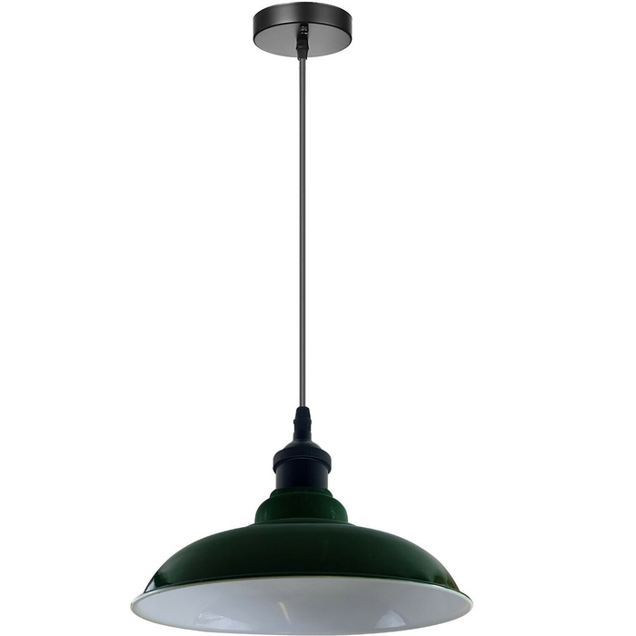 Industriële Vintage 32cm Groene Hanglamp Retro Metalen Lampenkap E27 UK Houder