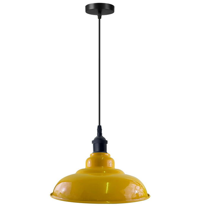 Industrial Vintage  32cm  Yellow Pendant Retro Metal Lamp Shade E27 Uk Holder