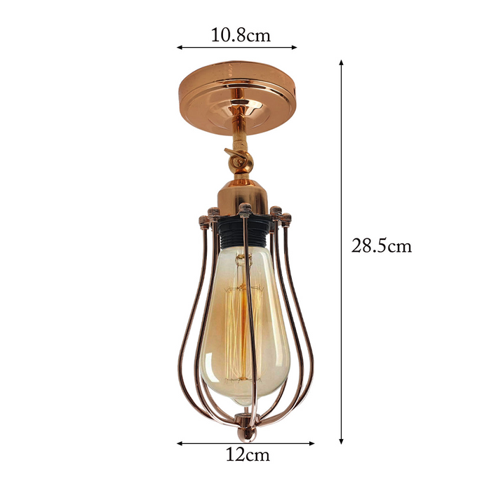Modern Industrial French Gold Flex Arm Retro Light Cage Ceiling Fixtures E27