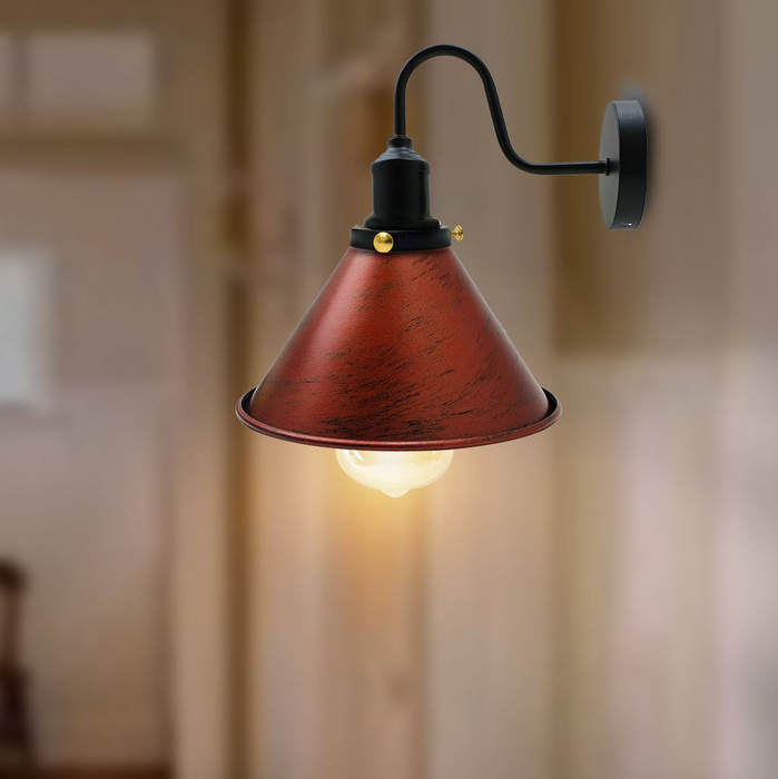 Industriële metalen wandlamp, vintage kegelvormige wandkandelaar