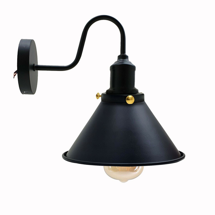 Industriële metalen wandlamp, vintage kegelvormige wandkandelaar