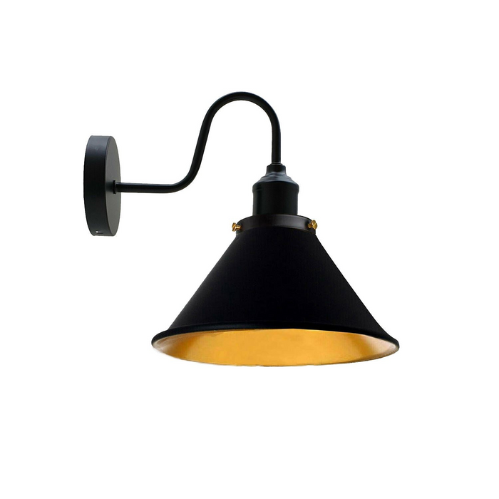 Industriële metalen wandlamp, vintage kegelvormige wandkandelaar