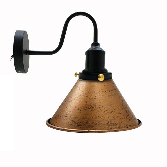 Industriële metalen wandlamp, vintage kegelvormige wandkandelaar