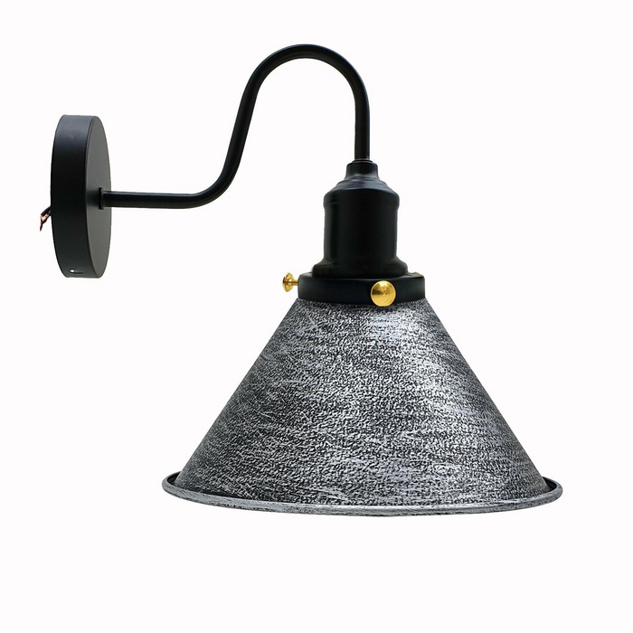 Industriële metalen wandlamp, vintage kegelvormige wandkandelaar