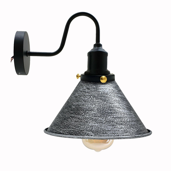 Industriële metalen wandlamp, vintage kegelvormige wandkandelaar