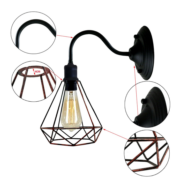 Modern Industrial  Vintage Indoor Rustic Red colour Wall Light Lamp Fitting Fixture E27 Holder UK
