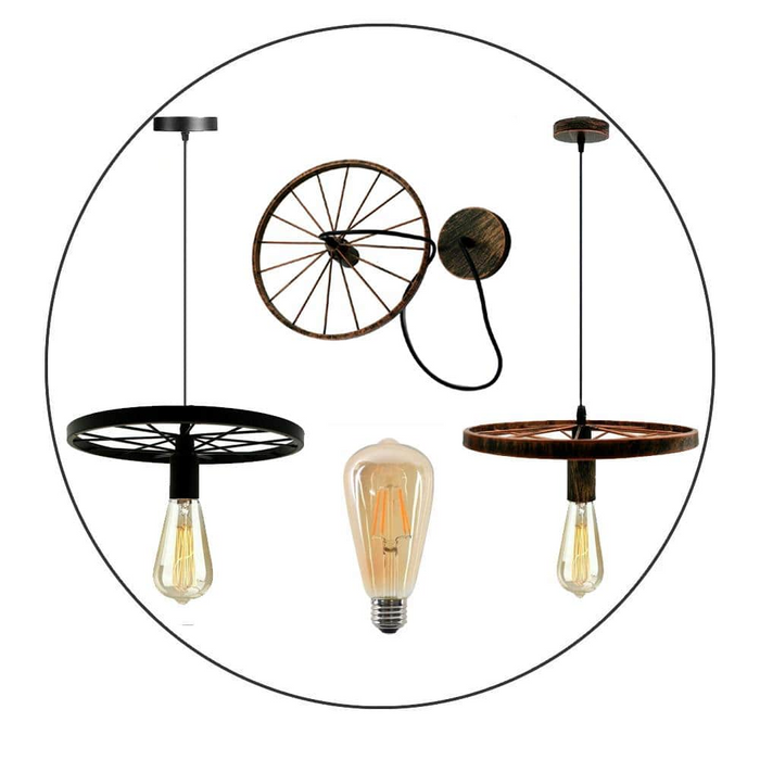 Modern Industrial Retro Pendant Lamp Ceiling Light Wheel Light for Bedroom cafe