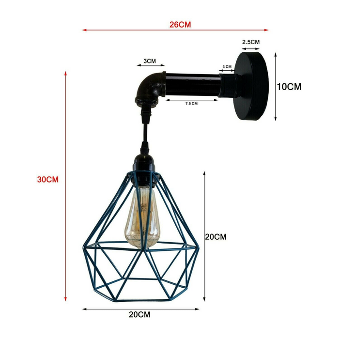 Moderne vintage industriële schans retro pijplamp wandlamp diamantstijl kooi