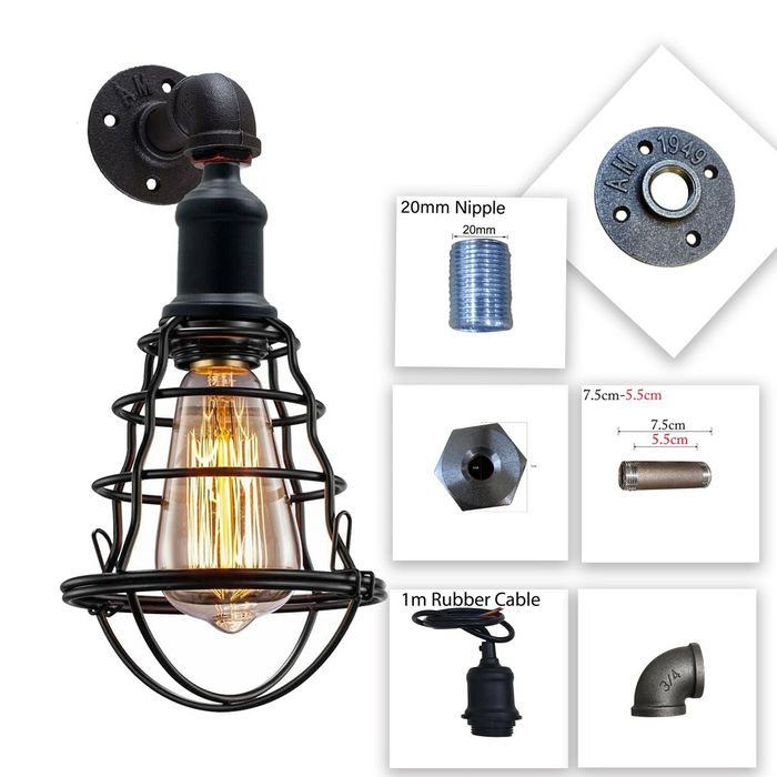 Modern Wall Sconce Lamp Industrial Rustic Metal Water Pipe Finish - Retro Wall Mount Fixture