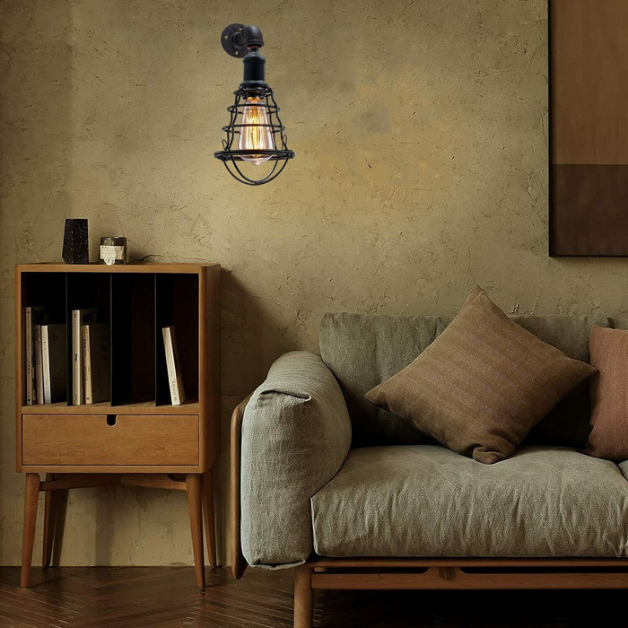 Modern Wall Sconce Lamp Industrial Rustic Metal Water Pipe Finish - Retro Wall Mount Fixture