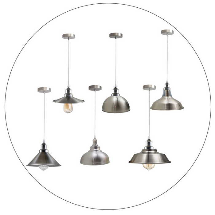 Pendant Lighting Metal Industrial Vintage Hanging Ceiling, Satin Nickel, for Kitchen Home Lighting