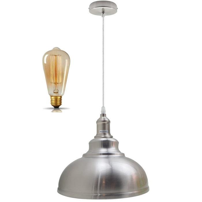 Pendant Lighting Metal Industrial Vintage Hanging Ceiling, Satin Nickel, for Kitchen Home Lighting