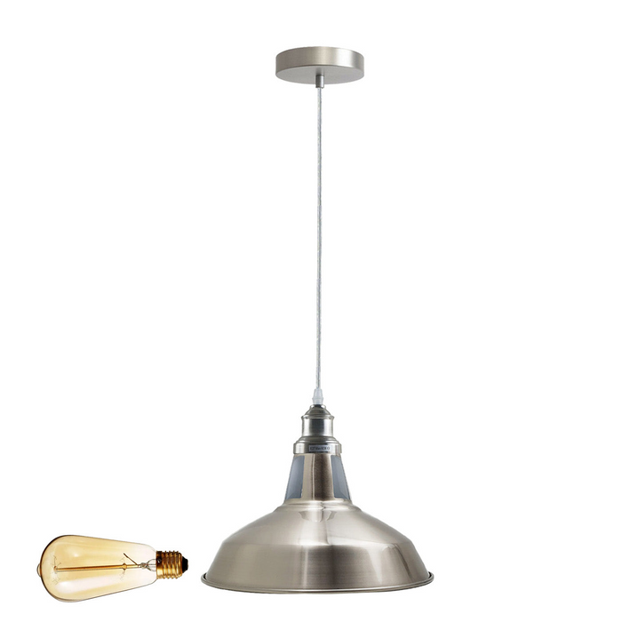 Pendant Lighting Metal Industrial Vintage Hanging Ceiling, Satin Nickel, for Kitchen Home Lighting