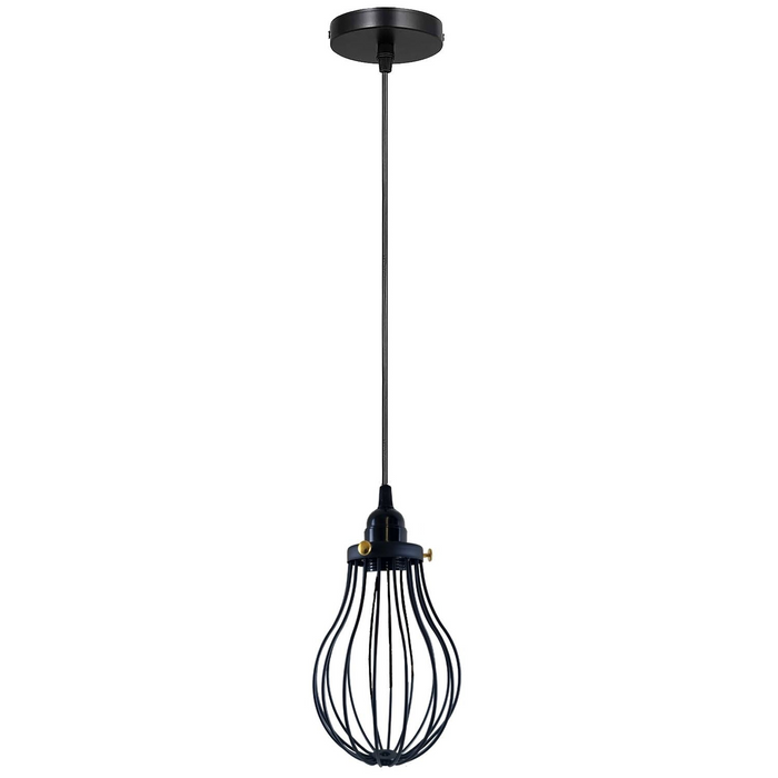 Retro Industrial Black Indoor Hanging Adjustable Pendant Light Big Vase Cage Ceiling Chandelier