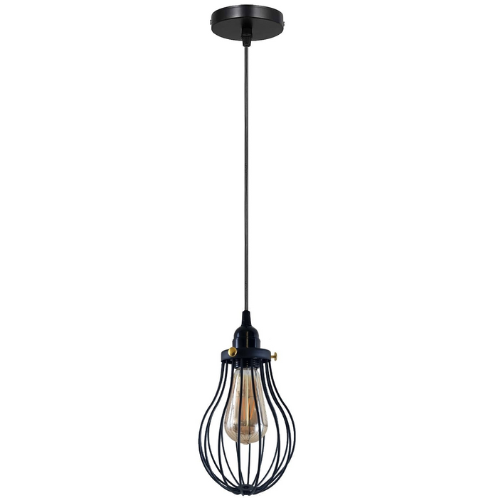 Retro Industrial Black Indoor Hanging Adjustable Pendant Light Big Vase Cage Ceiling Chandelier