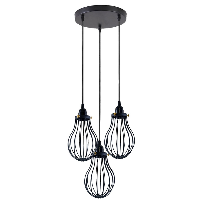 Retro Industrial Black Indoor Hanging Adjustable Pendant Light Big Vase Cage Ceiling Chandelier