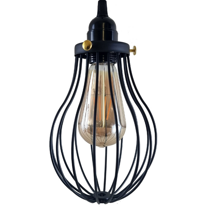 Retro Industrial Black Indoor Hanging Adjustable Pendant Light Big Vase Cage Ceiling Chandelier