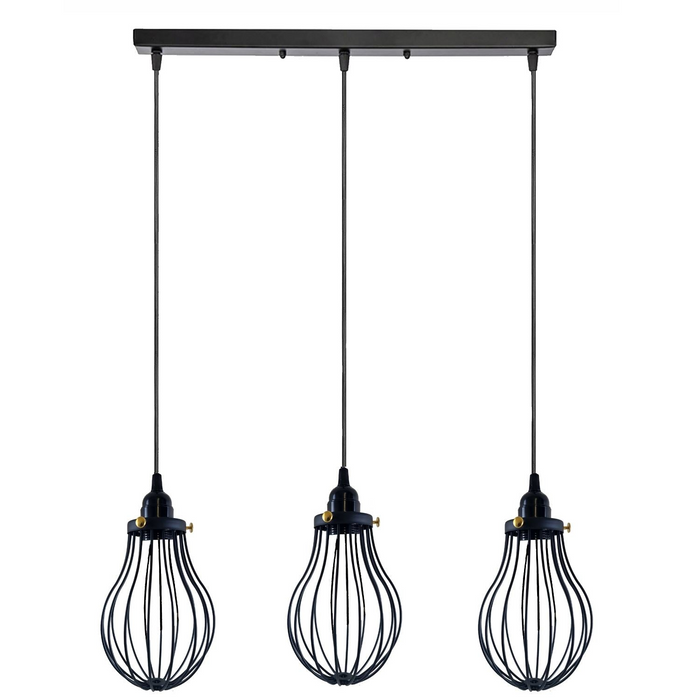 Retro Industrial Black Indoor Hanging Adjustable Pendant Light Big Vase Cage Ceiling Chandelier