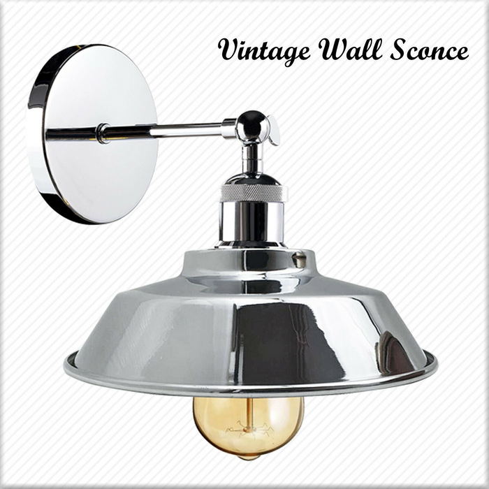 Retro Industrial Chrome colour Wall Sconce Lamp Shade Adjustable Edison Wall Light