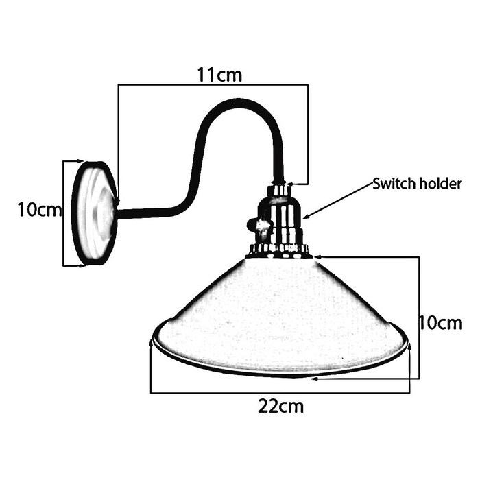 Geborsteld zilveren kap metalen wandlamp met schakelaarhouder geborsteld effect