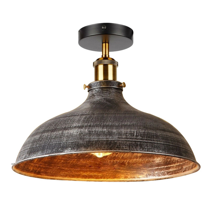 Semi Flush Mount Ceiling Light Fitting, Metal Light Shade Pendant Lighting Lamp, For Bars, Restaurants, Kitchen