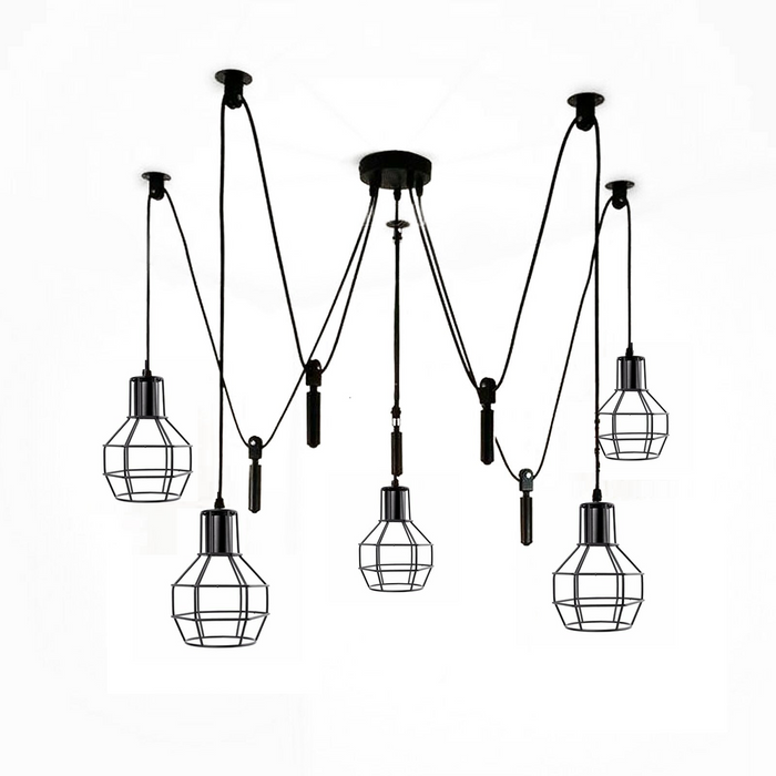 Spider Light industriële hanglamp met vijf kooien