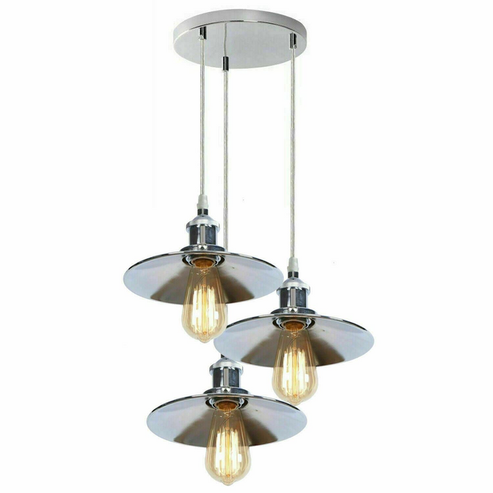 Vintage  Modern Metal Ceiling Pendant Light Chrome Hanging Lamp With 95cm Adjustable Wire