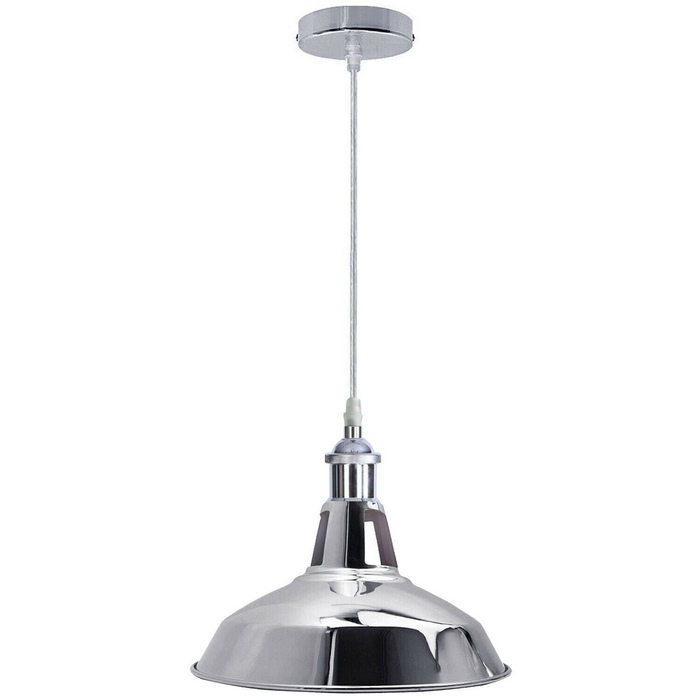 Vintage  Modern Metal Ceiling Pendant Light Chrome Hanging Lamp With 95cm Adjustable Wire