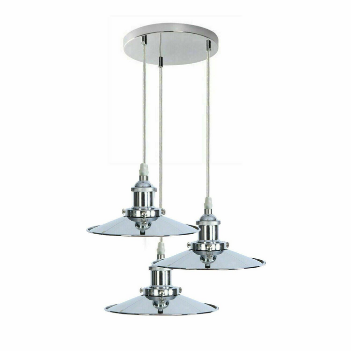 Vintage moderne metalen plafondhanglamp, chroom hanglamp met verstelbare draad van 95 cm