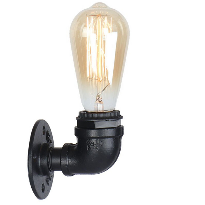 Vintage Industrial Water Pipe Lamp Retro Light Steampunk Wall Sconce + Free Bulb