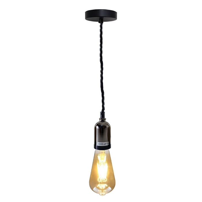 Modern Pendant Light Fabric Wire Black Ceiling Rose E27 Suspension Light Lamp Holder