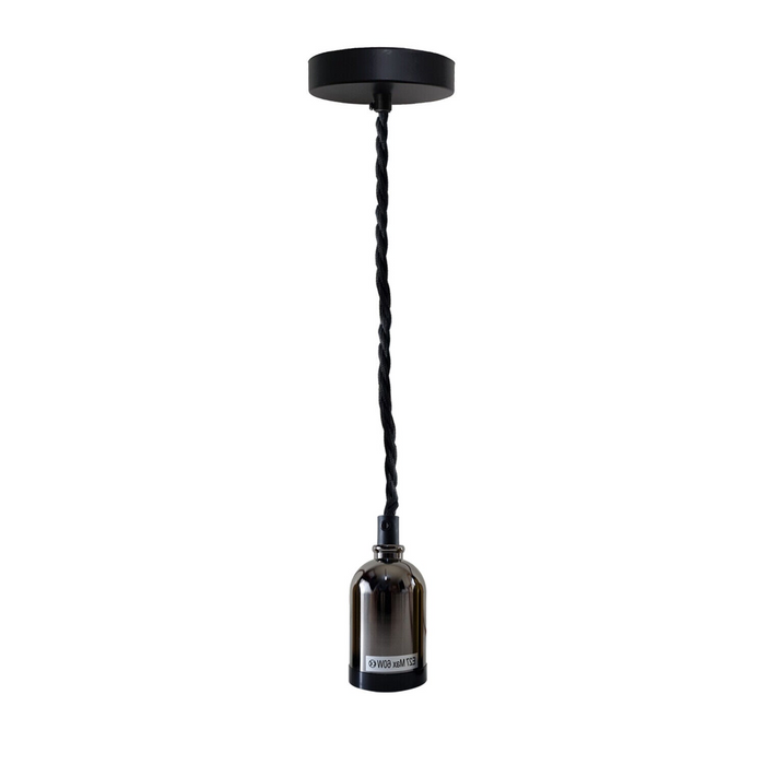 Modern Pendant Light Fabric Wire Black Ceiling Rose E27 Suspension Light Lamp Holder