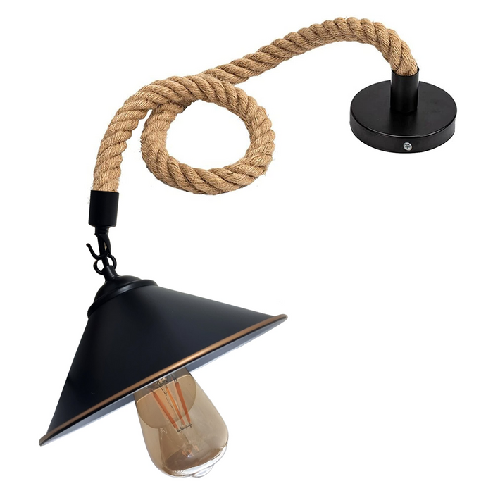 Vintage Retro Industrial Loft Cone Hemp rope Single Pendant Light Retro Lamp