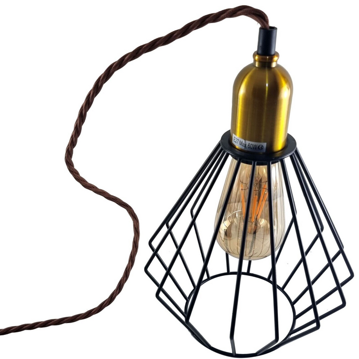 Vintage Retro Ceiling Pendant Light Fitting Wire Cage Lampshades, E27 Holder