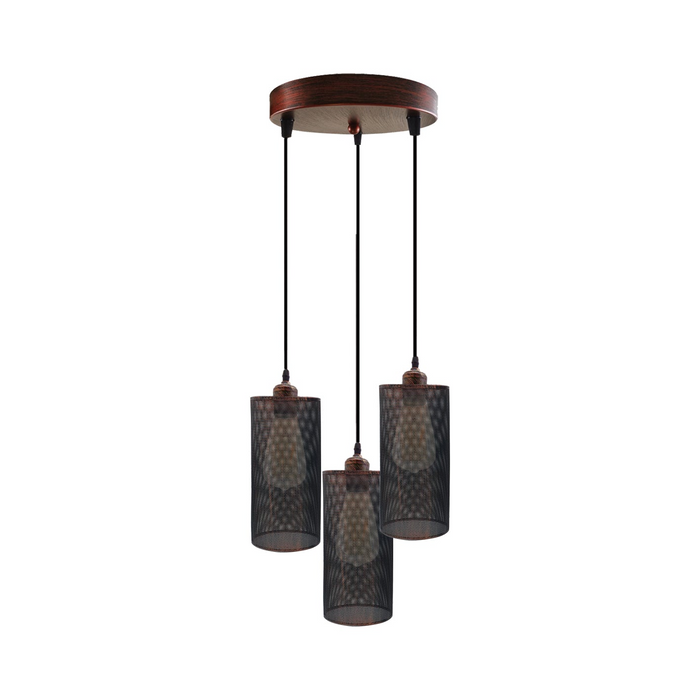 Industrial vintage Retro3 way Round ceiling Various colours cage pendant light E27 Uk Holder