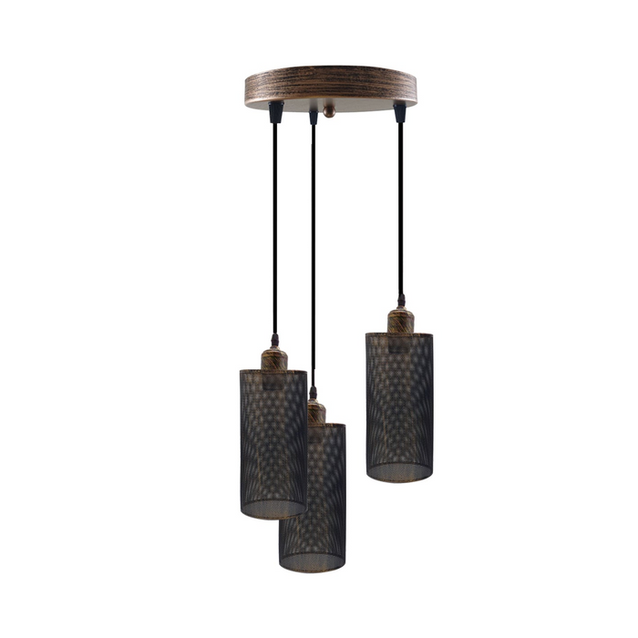 Industrial vintage Retro3 way Round ceiling Various colours cage pendant light E27 Uk Holder