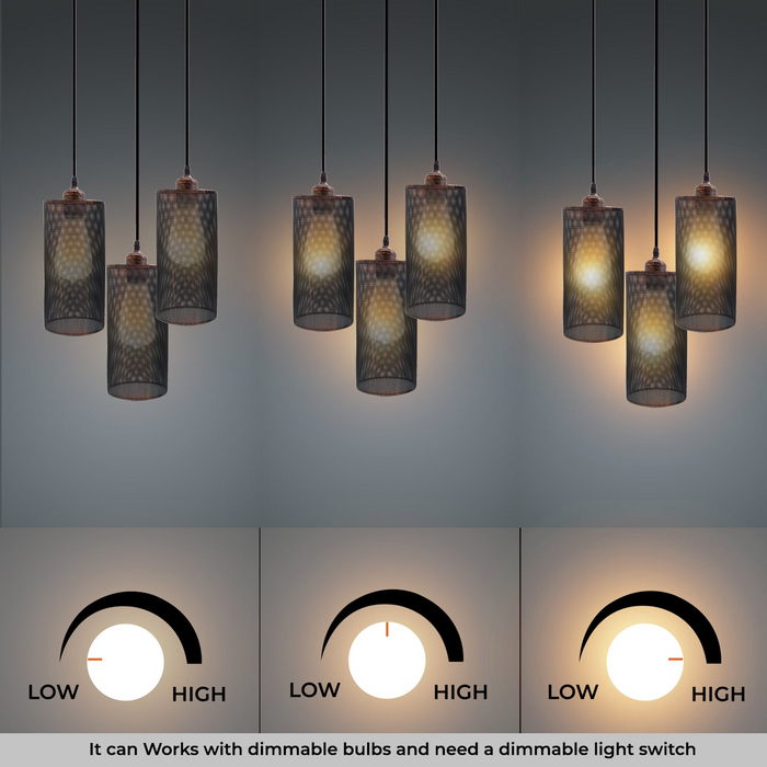 Industrial vintage Retro3 way Round ceiling Various colours cage pendant light E27 Uk Holder