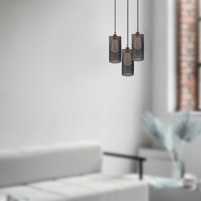 Industrial vintage Retro3 way Round ceiling Various colours cage pendant light E27 Uk Holder