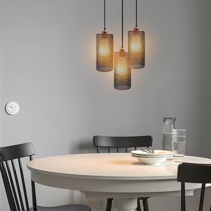 Industrial vintage Retro3 way Round ceiling Various colours cage pendant light E27 Uk Holder