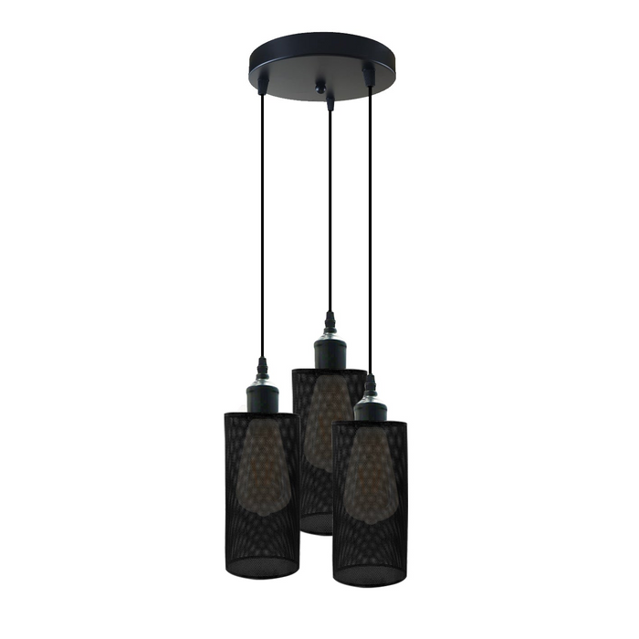 Industrial vintage Retro3 way Round ceiling Various colours cage pendant light E27 Uk Holder