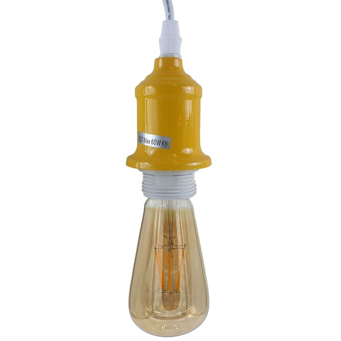 Industrial Vintage Yellow Ceiling Light Fitting E27 Pendant Holder